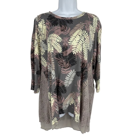 Logo by Lori Goldstein Long Sleeve Womens Tunic With Sheer Layer Hem Size 1X - Picture 1 of 11